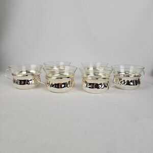 Schott Mainz Jena Glass Chrome and Glass Teacups Set Of 6